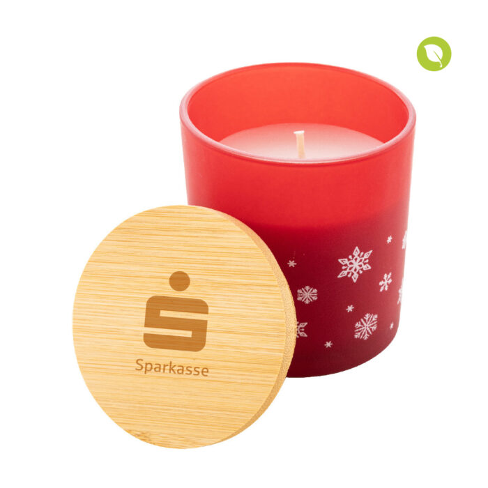 Weihnachtskerze mit Bambusdeckel